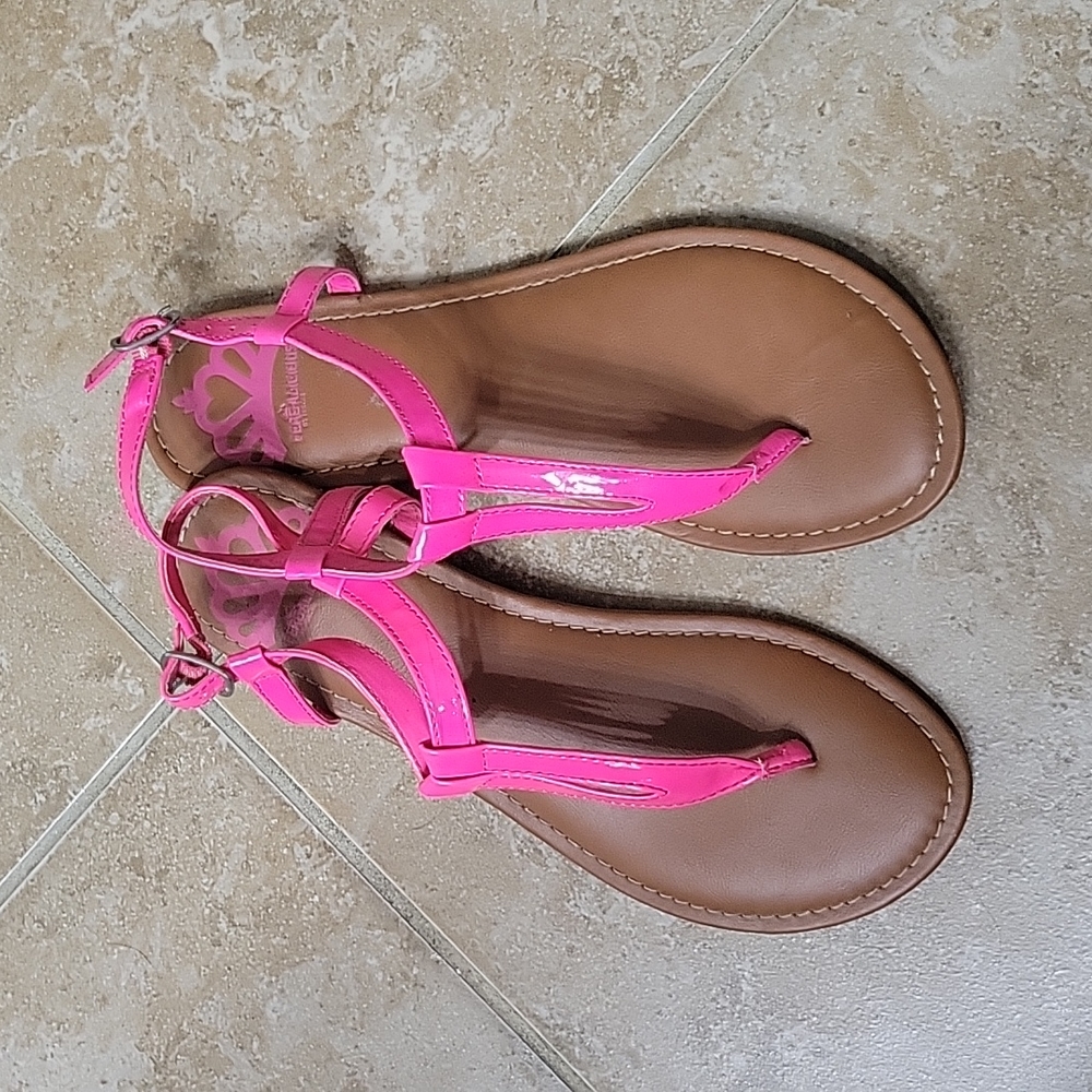Hot pink flat sandals